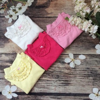 Áo cotton thun cổ lọ bé gái size 1-5